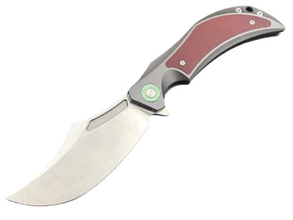 Folding Pocket Knife Stonewash Blade Gray Titanium Handle